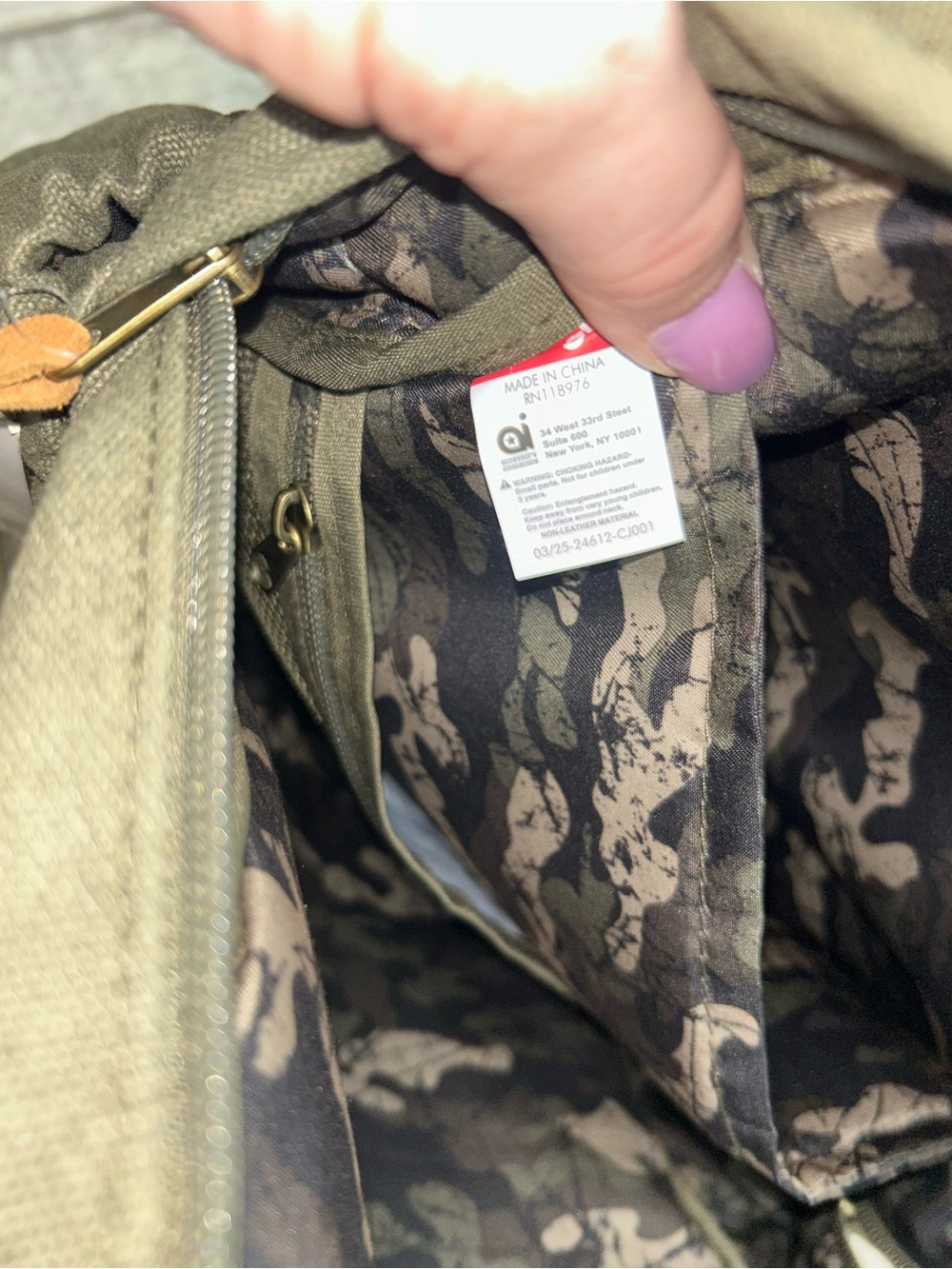 17” Wrangler Olive Washed Canvas Laptop Backpack w/ Brown Accents NWT - Picture 13 of 15